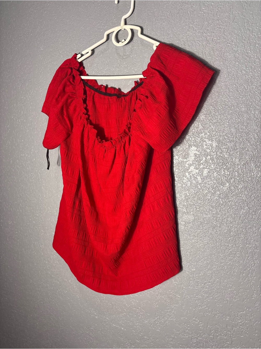 SHEIN Red Off-Shoulder Ruffled Blouse